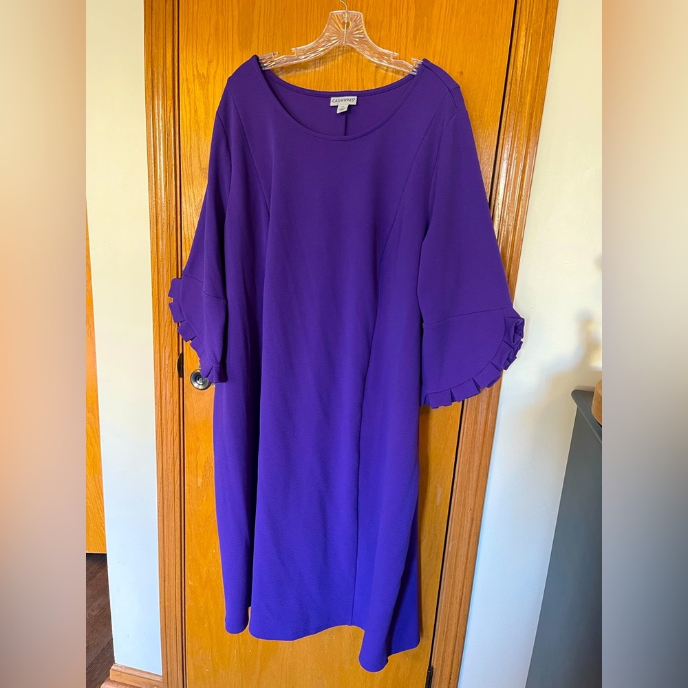 Catherines Plus Size Petite Ruffle Sleeve Shift Dress
